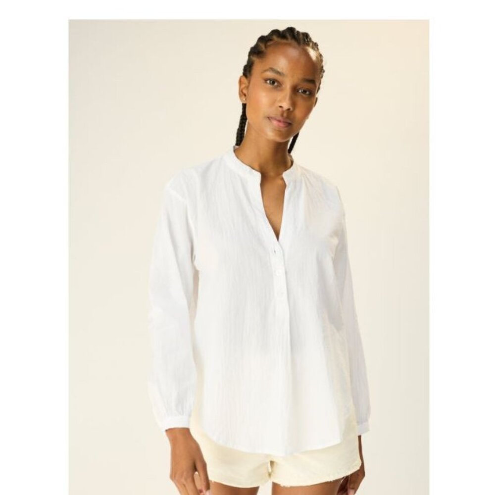 Natalie Martin Leslie Button Front Long Sleeve Top in White Sz S